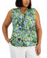 Plus Size Printed Twist-Neck Sleeveless Top