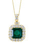 ფოტო #3 პროდუქტის EFFY® Lab Grown Emerald (4-3/4 ct. t.w.) & Lab Grown Diamond (1-7/8 ct. t.w.) Halo 18" Pendant Necklace in 14k Gold