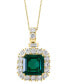 EFFY® Lab Grown Emerald (4-3/4 ct. t.w.) & Lab Grown Diamond (1-7/8 ct. t.w.) Halo 18" Pendant Necklace in 14k Gold