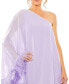 Women's One Shoulder Trapeze Dress with Feather Trim