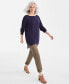 Фото #2 товара Petite Ribbed-Sleeve High-Low Tunic Sweater, Created for Macy's