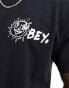 Obey garment dyed sun graphic t-shirt in black