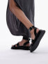 Topshop Grace flat sandal with buckle detail in black croc