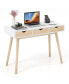 Фото #1 товара Computer Desk 40'' Wooden Workstation Vanity Table with3 Drawers & Rubber Wood Legs