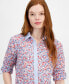 ფოტო #3 პროდუქტის Women's Cotton Floral Roll-Tab Shirt