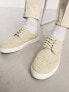 Фото #2 товара ASOS DESIGN lace up brogue shoes in beige faux suede
