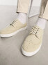 ASOS DESIGN lace up brogue shoes in beige faux suede