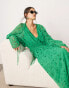 ASOS EDITION broderie extreme gathered waist maxi dress in green