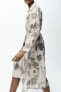 Фото #6 товара Платье-рубашка из 100% рами с принтом — zw collection ZARA