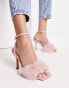 Фото #2 товара NA-KD fluffy heeled sandals in dusty pink