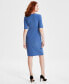 ფოტო #2 პროდუქტის Women's Solid Pleat-Front Elbow-Sleeve Dress