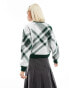 Mango tartan check jumper in green