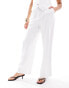 ASOS DESIGN high waist seam detail trousers with linen in white