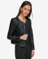 Petite Embossed Faux-Leather Collarless Jacket