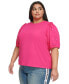 Фото #3 товара Women's Plus Size Embellished Puff Sleeve Top, First@Macy’s