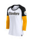 Фото #3 товара Women's White, Black Pittsburgh Steelers Durable Raglan 3/4-Sleeve T-shirt