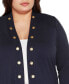 ფოტო #4 პროდუქტის Plus Size Grommet Detail Cropped Knit Cardigan Sweater