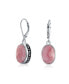ფოტო #1 პროდუქტის 3Ct Natural Pink Rhodochrosite Dome Oval Western Style Bezel Set Lever Back Dangle Earrings For Women .925 Sterling Silver