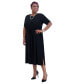 ფოტო #3 პროდუქტის Women's Contrast-Trim Short-Sleeve Midi Dress