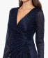 ფოტო #4 პროდუქტის Petite Metallic-Knit Long-Sleeve Gown