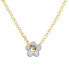 Two-tone Puffy Flower Pendant Necklace