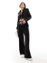 Фото #1 товара In The Style contrast drawstring waist wide leg side stripe trousers co-ord in black