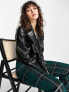 Фото #1 товара Only faux leather biker jacket in black