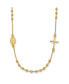 ფოტო #1 პროდუქტის 14K Yellow Gold Sideways Cross Beaded Rosary Pendant Necklace 16"