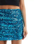 ASOS DESIGN sequin mini skirt in bright blue Синий, 44 - фото #5