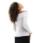 4th & Reckless ruched fold detail bardot long sleeve top in white