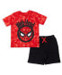 ფოტო #1 პროდუქტის Boys Avengers Miles Morales Hulk Captain America Graphic T-Shirt French Terry Shorts Set Tie Dye to