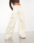 Pimkie wide leg cargo jeans in ecru 40 - фото #10