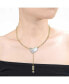 14k Gold Plated Sterling Silver with Cubic Zirconia & Mother of Pearl Cupid's Arrow Heart Y-Necklace