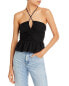 Aqua Womens Cutout Cropped Halter Top Black L