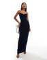 Fashionkilla double layered cami ruched bust maxi dress in navy