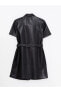 Фото #19 товара LCW Vision Düz Kısa Kollu Deri Görünümlü Kadın Gömlek Elbise