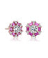Sterling Silver With Round Baguette Cubic Zirconia Stud Earrings