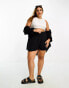 ASOS DESIGN Curve textured beach short co-ord in black EU 54 - фото #12