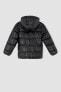 Фото #7 товара Куртка для малышей defacto Детская водоотталкивающая куртка с капюшоном из искусственной кожи