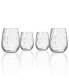 Фото #1 товара Fleur De Lis Stemless Wine Tumbler 17Oz - Set Of 4 Glasses