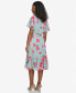 Women's Printed Flutter-Sleeve Button-Front Dress