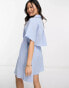 ASOS DESIGN Petite cut out back shirt mini dress with seersucker purple and blue check Lila kariert, 34 - фото #2