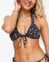 Фото #1 товара The Frolic Arianna tie front triangle bikini top in black floral