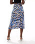 Фото #5 товара Brave Soul satin midi skirt in blue animal print