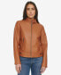 Фото #3 товара Faux-Leather Latch Collar Lined Moto Racer Jacket