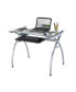 Contempo Clear Glass Top Computer Desk With Pull Out Keyboard Panel, Clear