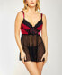 Фото #1 товара Venetian Lace and Satin Babydoll 2pc Lingerie Set, Online Only