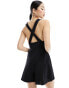 Edited cross back pinafore playsuit in black