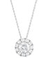 ფოტო #1 პროდუქტის Diamond Halo 18" Pendant Necklace (1/2 ct. t.w.) in 14k White Gold