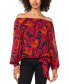 ფოტო #1 პროდუქტის Women's Printed Off-The-Shoulder Side-Tie Top